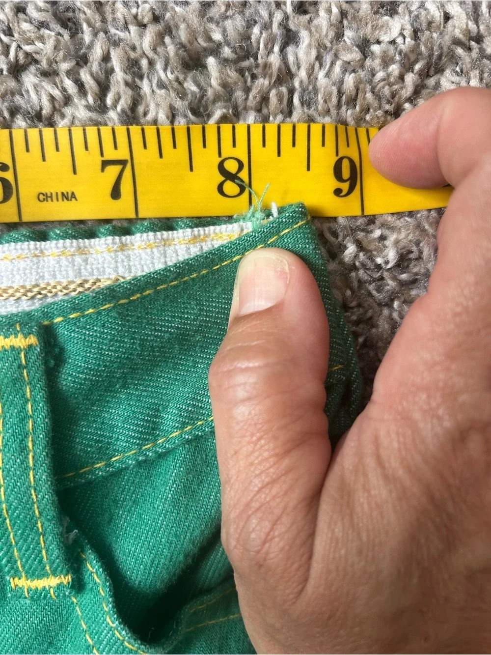 Vintage 70s Sears Perma-Prest Toughskins Girls Flared Green Jeans size 5 Slim